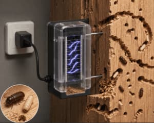 Dispositivo elettrico antitermiti su legno infestato